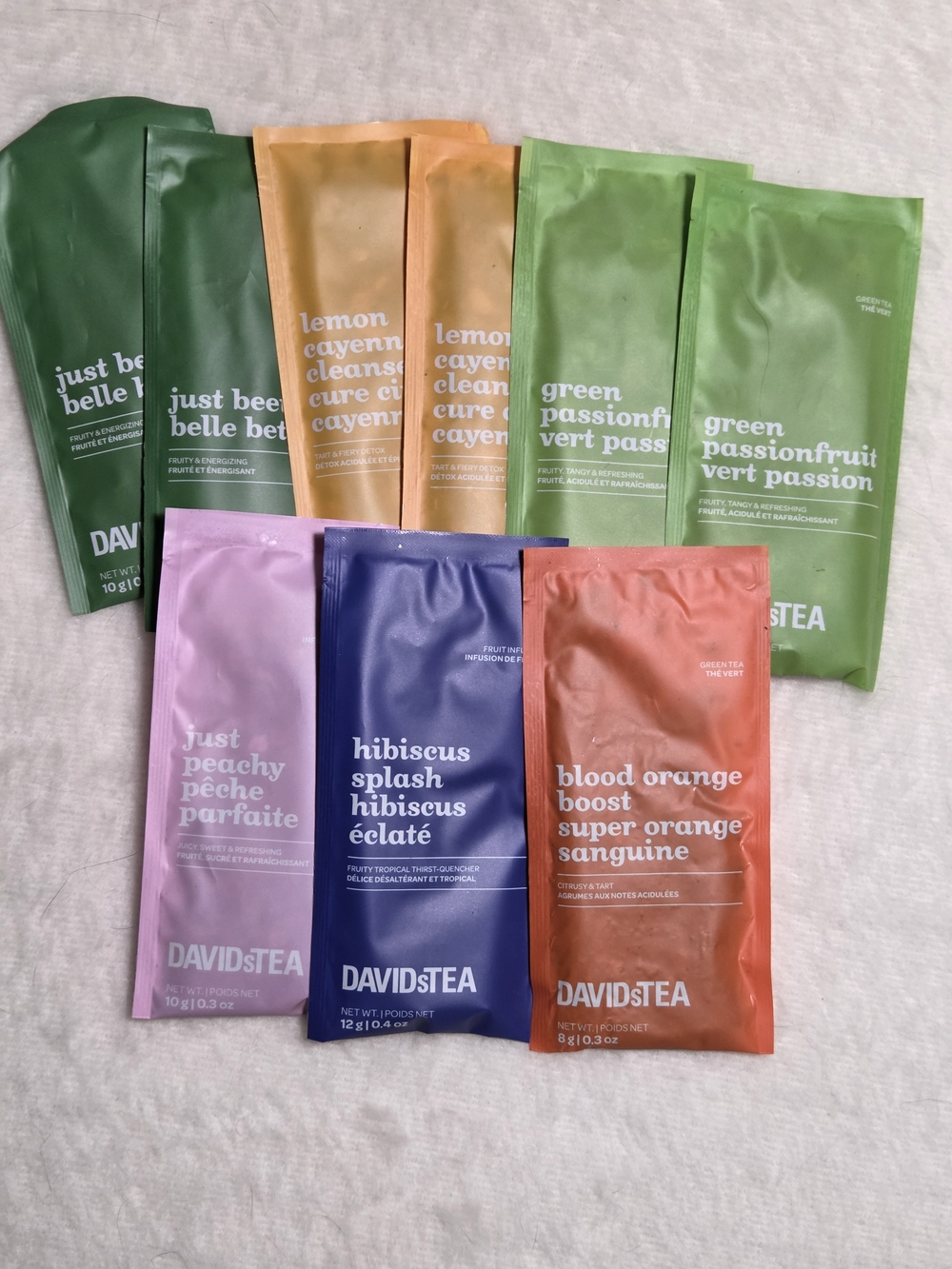 DAVIDsTEA Assorted Fruit & Herbal Tea Sample Pack - each 10g SEALED